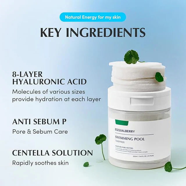 EQQUALBERRY  Swimming Pool Toner Pads 70 Pads