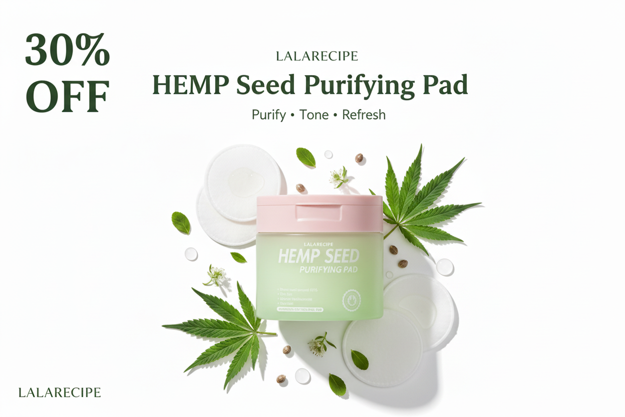 LALARECIPE Hemp Seed Purifying Pad – 30% OFF Banner